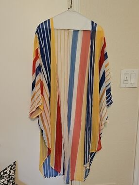Leo Rosi Striped Sheer Swim Coverup in Yellow, Blue, Red, Pink, Cream